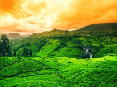 Beautiful st.clairs waterfall landscape in Sri Lanka